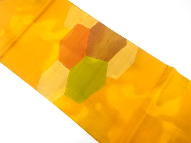 変わり亀甲模様織り出し　暈し　名古屋帯